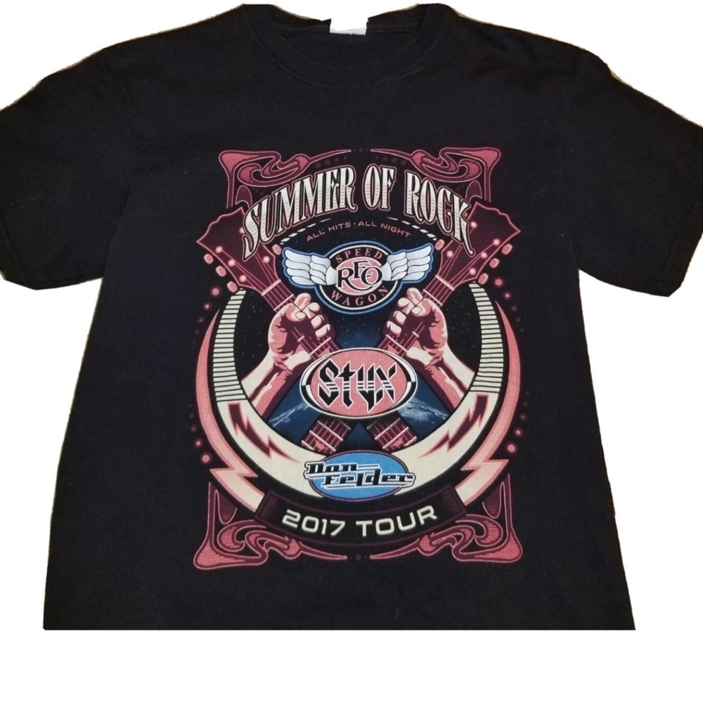 Men's Summer of Rock‎ Tour 2017 Reo Speedwagon, Styx Graphic Tee - Black